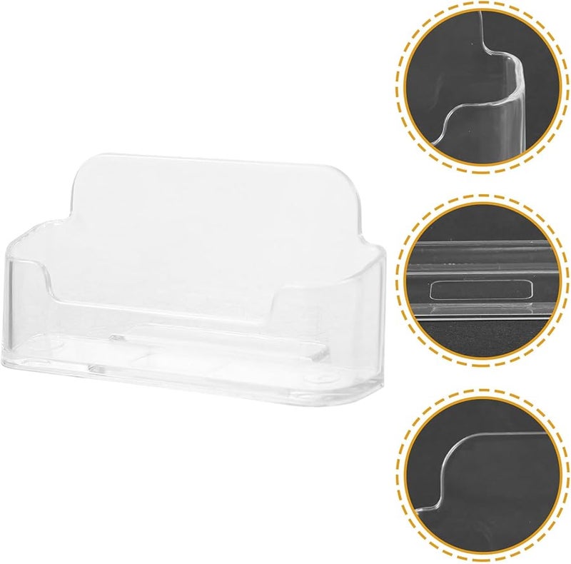 4pcs Clear Plastic Business Card Holder Display Stand Single Slot for Desk Office - Image 4